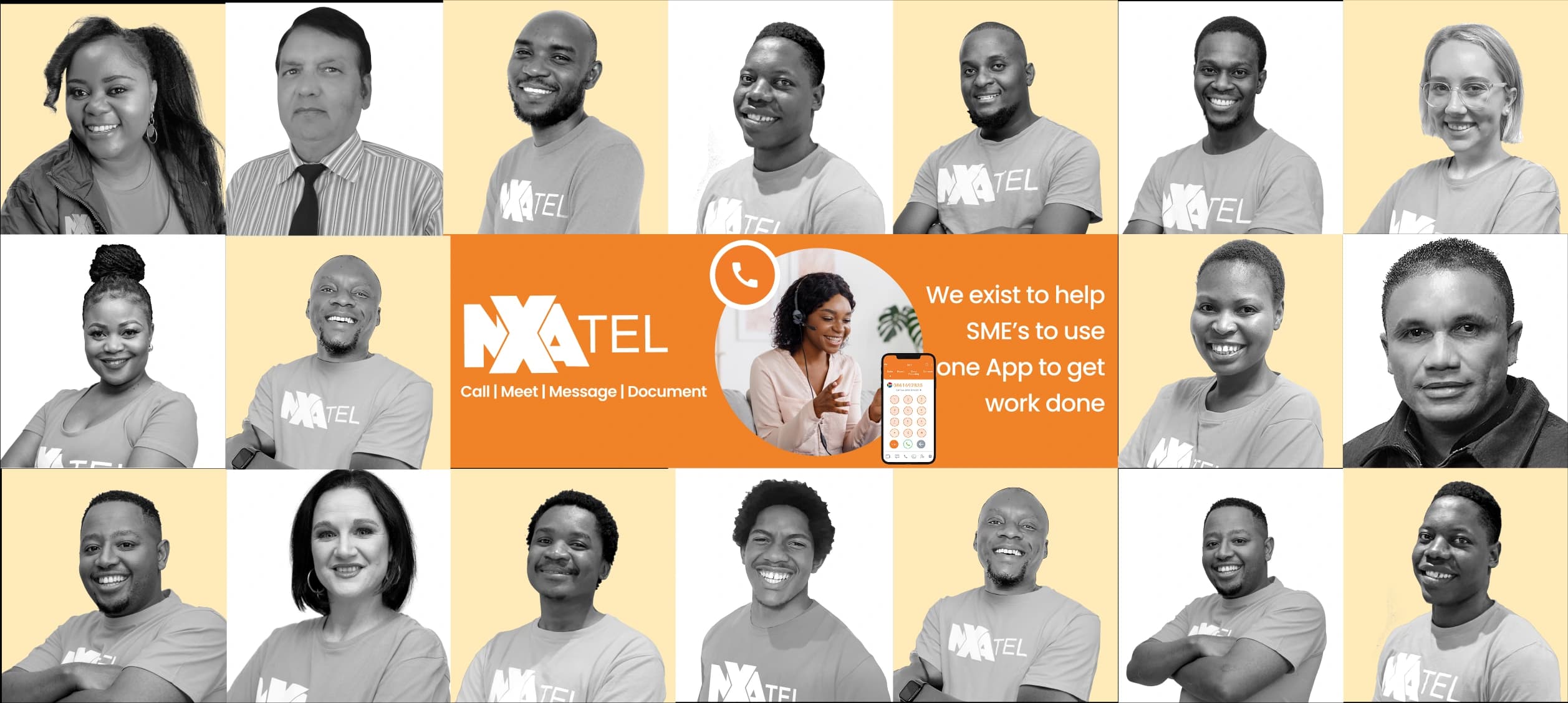 Team member headshots in the “Meet Our Team” section