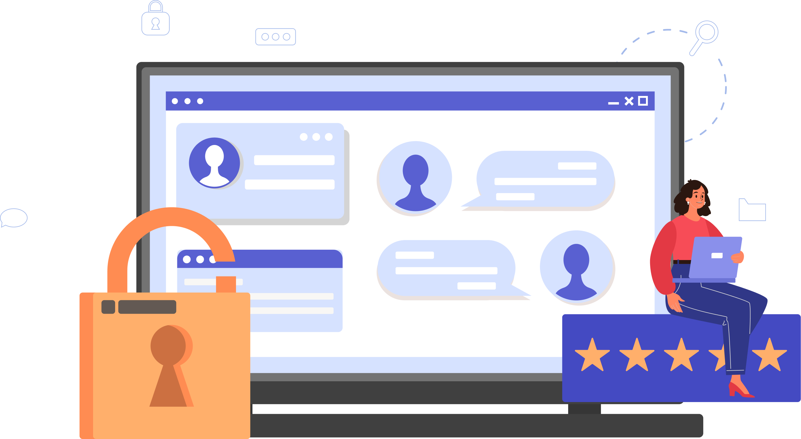 Laptop illustration of Secured Data and Encypted Device
